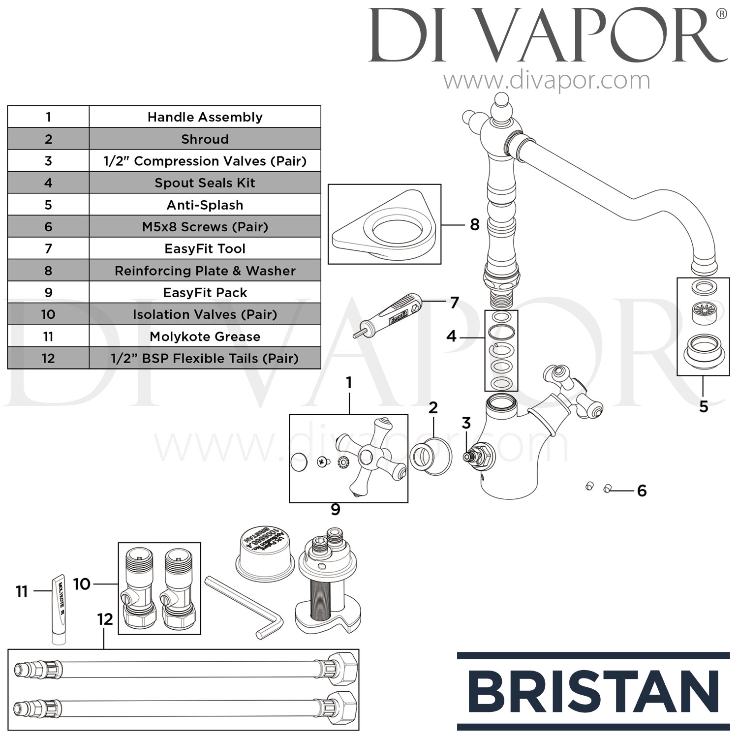 Bristan K SNK EF BN Colonial Easyfit Sink Mixer Brushed Nickel
